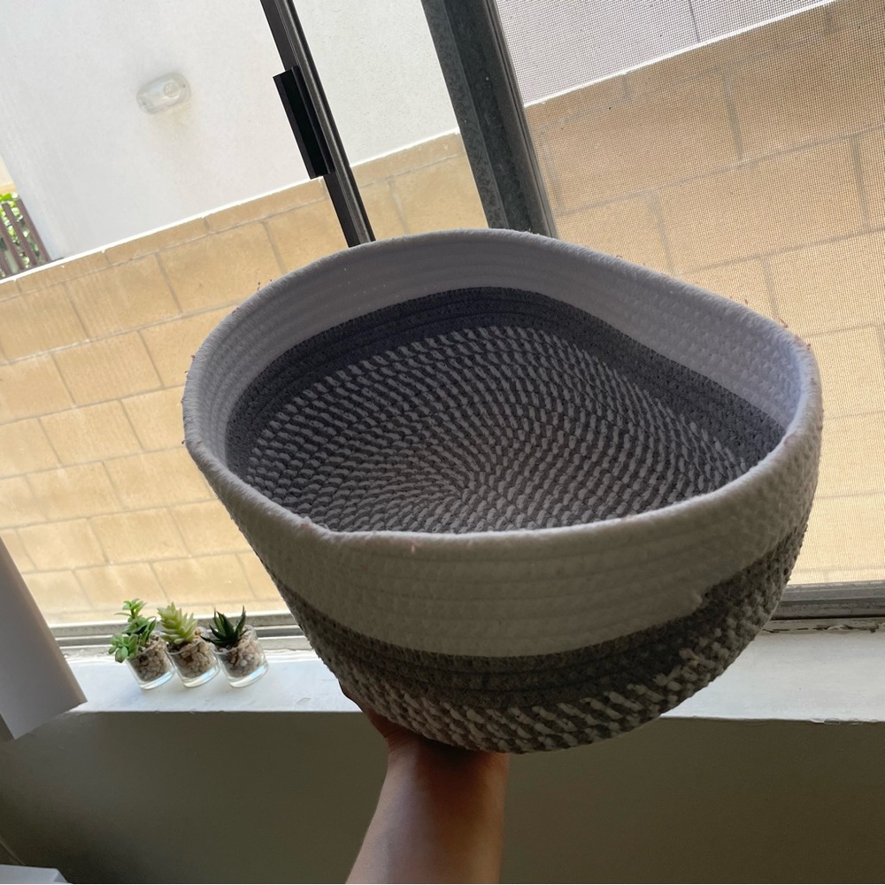 Gray and White Woven Basket